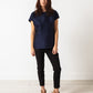 Tucked Sleeve Blouse in Navy