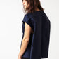 Tucked Sleeve Blouse in Navy
