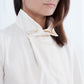 Full Collar Poplin Blouse in Off White