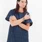 Quilted Mesh Mini Dress in Navy