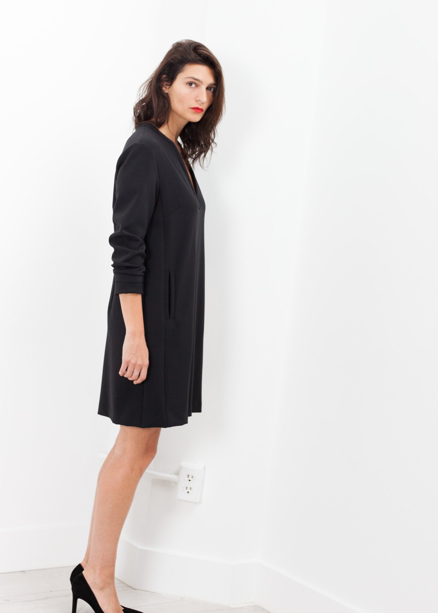 black aline dress with pockets A Line Taffeta Split Black Long Prom Dress With Pockets PSK368 US10 / Custom Color